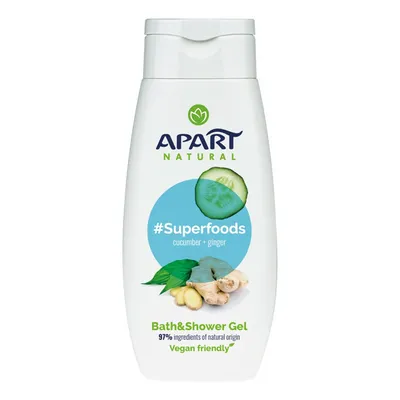 Apart #Superfoods, Cucumber + Ginger Bath & Shower Gel (Żel pod prysznic i do kąpieli `Ogórek + Imbir`)