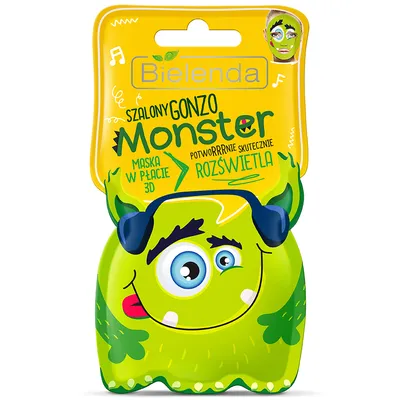 Bielenda Monster, Maska w płacie 3D rozświetlająca `Szalony Gonzo`