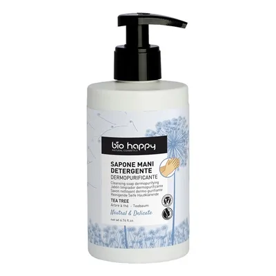 Bio Happy Neutral & Delicate, Sapone Detergente Igienizzante Mani (Oczyszczające mydło w płynie do rąk `Drzewo herbaciane`)