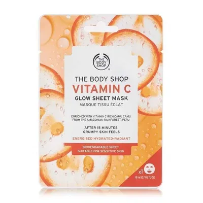 The Body Shop Vitamin C, Glow Sheet Mask (Rozświetlająca maska do twarzy w płachcie `Witamina C`)