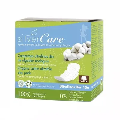Silver Care Organic Cotton Ultrathin Day Pads (Ultracienkie podpaski z organicznej bawełny ze skrzydełkami)