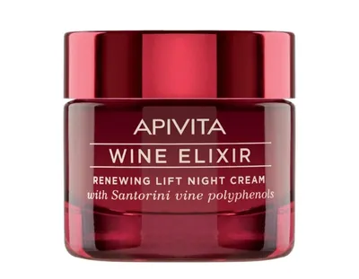 Apivita Wine Elixir Cream, Renewing Lift Night Cream (Przeciwzmarszczkowy krem do twarzy na noc z polifenolami wina Santorini)