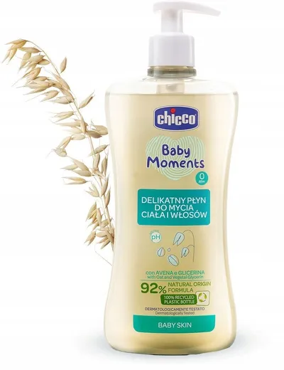 Chicco Baby Moments, Delikatny płyn do mycia ciała i włosów 0m+