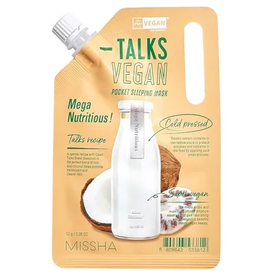 Missha Talks Vegan, Squeeze Pocket Sleeping Mask Mega Nutritious (Nawilżająco-odżywcza maseczka całonocna)