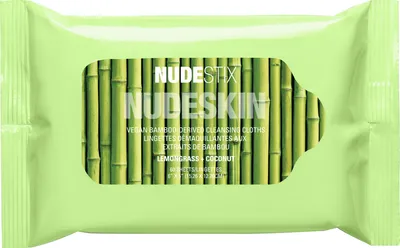 Nudeskin Vegan Bamboo Cleansing Cloths (Chusteczki oczyszczajace z trawą cytrynową i kokosem)