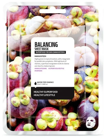 Farmskin Superfoods for Skin, Balancing Sheet Mask Magnosteen (Maska w płachcie z mangostanem o działaniu balansującym)