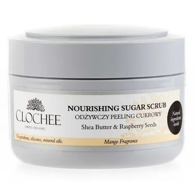 Clochee Shea Butter & Raspberry Seeds, Nourishing Sugar Scrub (Odżywczy peeling cukrowy)