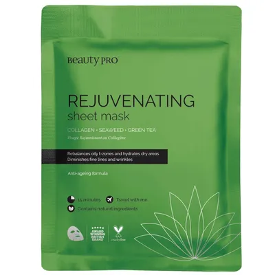 BeautyPro Rejuvenating Collagen Sheet Mask with Green Tea Extract (Maseczka w płachcie z ekstraktem z zielonej herbaty)