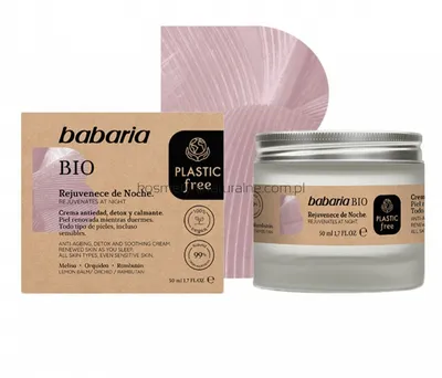 Babaria Natural Cosmetics Bio, Rejuvenece de Noche Crema Antiedad Detox & Calmate (Krem przeciwzmarszczkowy, detoksykujący i wygładzający na noc)
