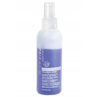 Inebrya Ice Cream, Age Therapy Bi - Phase Blonde Conditioner Collagene & Zaffiro (Odżywka dwufazowa bez spłukiwania do włosów blond i rozjaśnianych z kolagenem i szafirem)