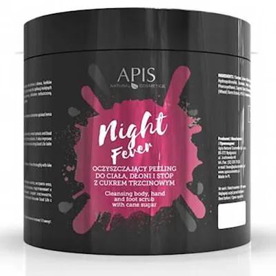 Apis Night Fever, Oczyszczający peeling do ciała, dłoni i stóp z cukrem trzcinowym