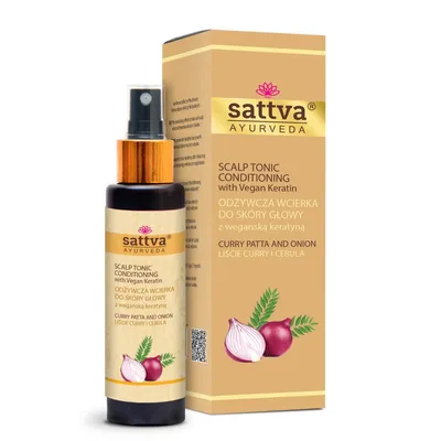 Sattva Ayurveda Scalp Tonic Conditioning, with Wegan Keratin Curry Patta and Onion (Odżywcza wcierka do skóry głowy Liście Curry i Cebula)