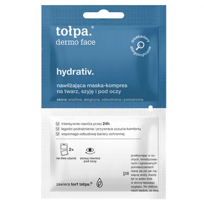 Tołpa Dermo Face, Hydrativ, Nawilżająca maska-kompres na twarz, szyję i pod oczy