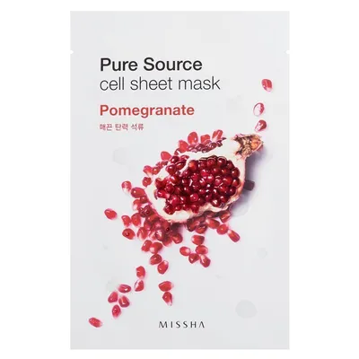Missha Pure Source, Cell Sheet Mask 'Pomegranate' (Maseczka bawełniana wzbogacona ekstraktem z owocu granatu)