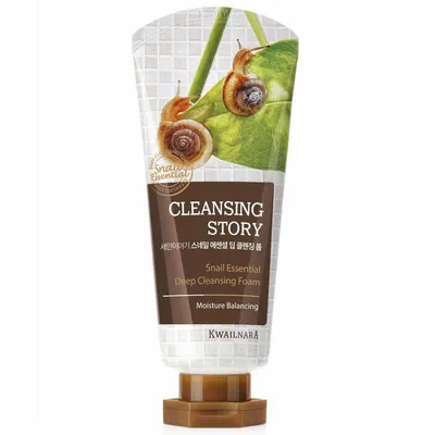 Kwailnara Cleansing Story, Snail Essential Deep Cleansing Foam (Oczyszczająca pianka na bazie ekstraktu ze śluzu ślimaka)