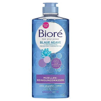 Biore Blauer Agave und Backpulver, Mizellen-Reinigungs-Wasser fur Mischhaut (Płyn micelarny do twarzy)