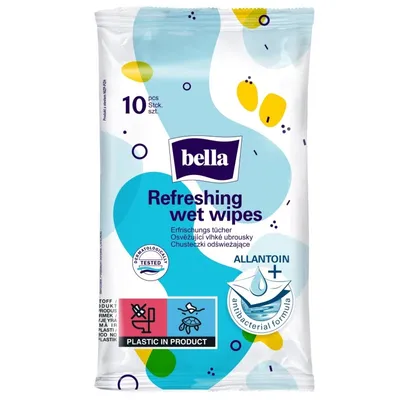 Bella Refreshing Wet Wipes Antibacterial Formula (Odświeżające chusteczki nawilżane formuła antybakteryjna)