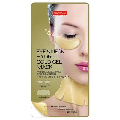 Purederm Eye & Neck Hydro Gold Gel Mask (Złota maseczka hydrożelowa - płatki pod oczy i maska na szyję)