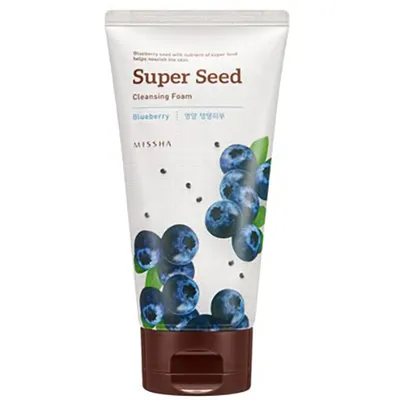 Missha Super Seed, Cleansing Foam 'Blueberry' (Nawilżająco-odżywcza pianka na bazie jagód)