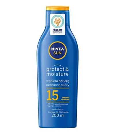 Nivea Sun Protect & Moisture, Nawilżający balsam do opalania SPF 15