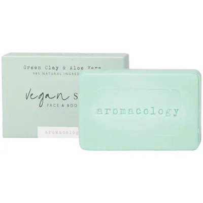 Action Aromacology, Green Clay & Aloe Vera Face & Body Vegan Soap (Wegańskie mydło w kostce)