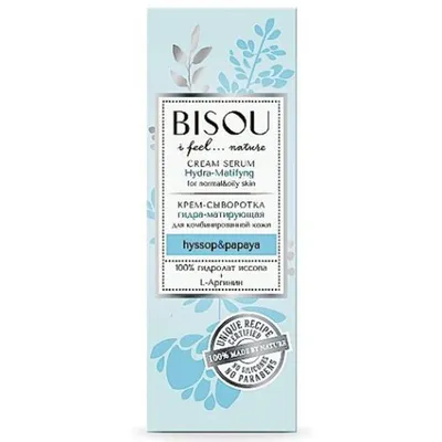 Bisou I feel... Nature, Hydra-Matifying Cream Serum for Normal & Oily skin Hyssop & Papaya (Serum do twarzy, szyi i dekoltu `Nawilżenie i matowienie `)