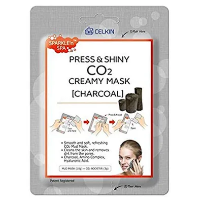 Celkin Press & Shiny, CO2 Creamy Facial Charcoal Mask (Maseczka do twarzy `CO2 z węglem`)