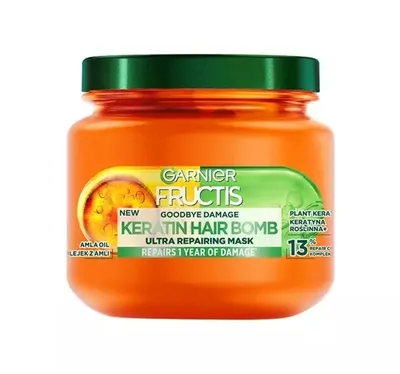Garnier Fructis, Goodbye Damage, Keratin Hair Bomb Ultra Repairing Mask (Odbudowująca maska do włosów zniszczonych)