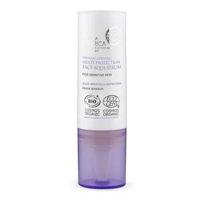 Natura Siberica Organic Certified Multi Protection Face Aqua - Serum For Sensitive Skin (Organiczne certyfikowane ochronne serum do twarzy do skóry wrażliwej z hydrolatem z różeńca górskiego)