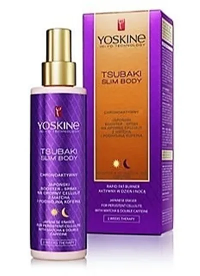 Yoskine Tsubaki Slim Body, Japoński booster spray na oporny cellulit z matchą i podwójną kofeiną