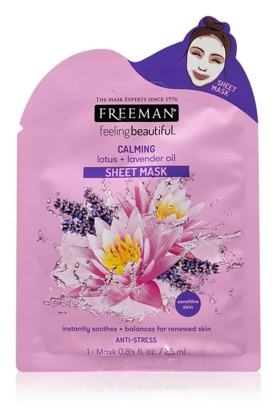 Freeman Feeling Beautiful, Calming Lotus + Lavender Oil Sheet Mask (Maseczka płócienna o działaniu łagodzącym)