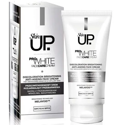 Skin UP Pro-White, Discoloration Brightening Anti-Ageing Day Face Cream (Przeciwstarzeniowy krem na dzień rozjaśniający przebarwienia)