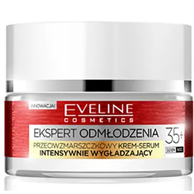 Eveline Cosmetics Ekspert Odmłodzenia 35+, Przeciwzmarszczkowy krem-serum intensywnie wygładzający na dzień i na noc