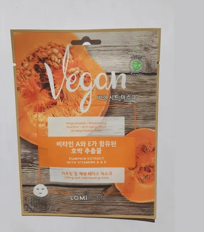 Lomi Lomi Vegan Sheet Mask with Pumpkin Extract and Vitamins A and E (Wegańska maseczka w płachcie z ekstraktem z dyni i witaminami A i E)