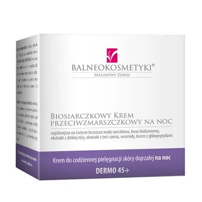 Balneokosmetyki Malinowy Zdrój SPA, Biosiarczkowy krem przeciwzmarszczkowy 45+ na noc