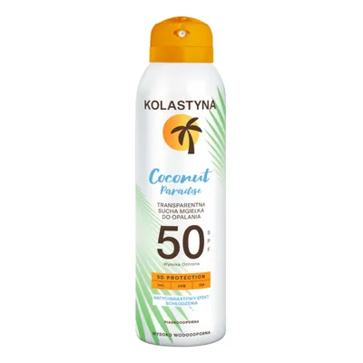 Kolastyna Coconut Paradise, Transparentna sucha mgiełka do opalania SPF 50(nowa wersja)