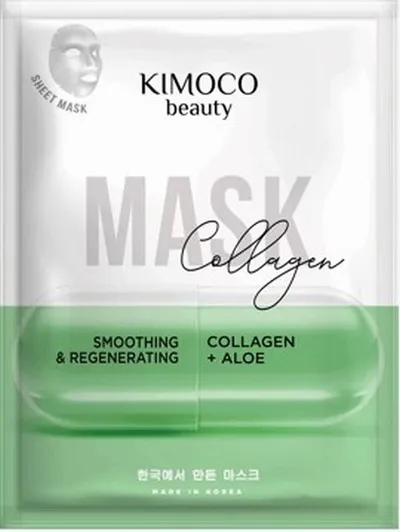 Kimoco Beauty Collagen Mask (Wygładzająco- regenerująca maska do twarzy w płachcie z kolagenem i aloesem)