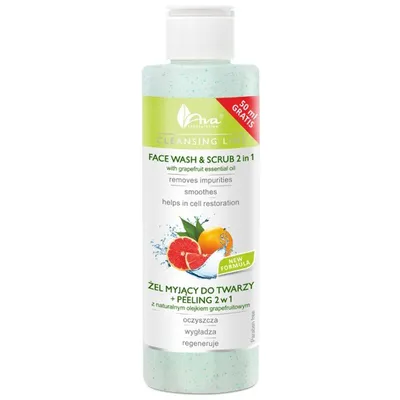 Laboratorium Kosmetyczne AVA Cleansing Line, Żel myjący do twarzy + peeling 2w1 z naturalnym olejkiem grapefruitowym