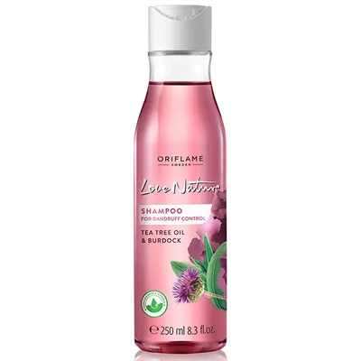 Oriflame Love Nature, 2in1 Shampoo with Tea Tree Oil & Burdock for Flaky Scalp Dandruff Control (Szampon z olejkiem z drzewa herbacianego i łopianem do włosów z łupieżem)