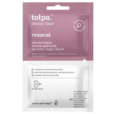 Tołpa Dermo Face, Rosacal, Wzmacniająca maska-opatrunek na twarz, szyję i dekolt (nowa wersja)
