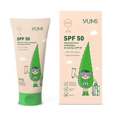 Yumi Aloesowy krem nawilżający do twarzy z SPF 50
