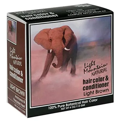 Light Mountain Natural Hair Color & Conditioner Light Brown (Henna do włosów z odżywką `Słoń`)