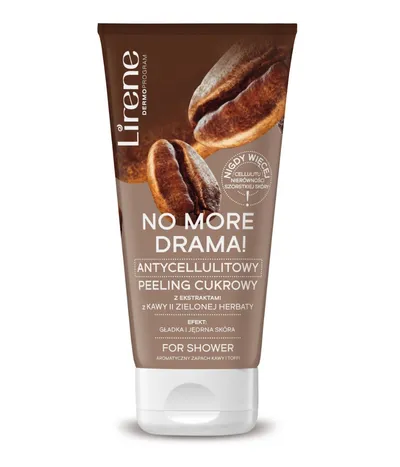 Lirene Dermoprogram No More Drama!, Antycellulitowy peeling cukrowy z ekstraktami z kawy i zielonej herbaty