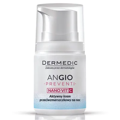 Dermedic Angio Preventi, Nano Vit C,  Aktywny krem przeciwzmarszczkowy na noc