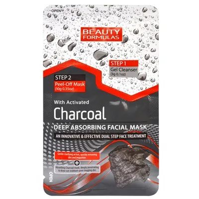 Beauty Formulas Deep Absorbing Facial Mask with Activated Charcoal (Dwufazowa maseczka do twarzy z aktywnym węglem)