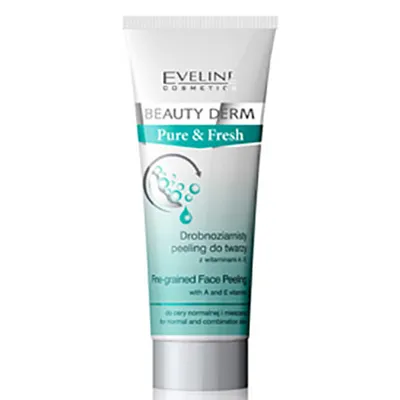 Eveline Cosmetics Beauty Derm, Pure & Fresh, Drobnoziarnisty peeling do twarzy z witaminami A i E