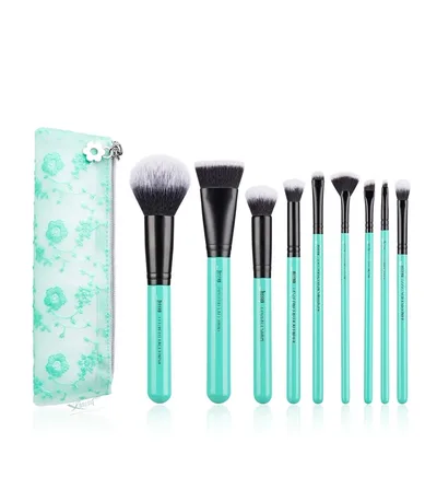 Jessup Turquoise Collection Brush Set T321 (Zestaw 9 pędzli + kosmetyczka)