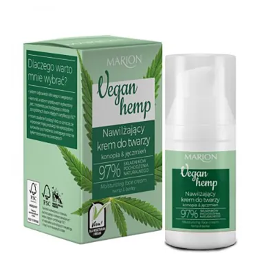 Marion VeganHemp, Delikatny krem nawilżający do twarzy `Konopia & jęczmień`