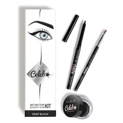 Lovely Celeb Kit,  Gel Eyeliner + Eye Pencil + Brush (Żelowy eyeliner + kredka do oczu + pędzelek)