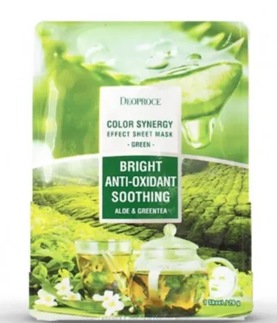 Deoproce Color Synergy Effect Sheet Mask Green (Maska w płachcie z ekstraktem z miąższu aloesowego i esencją z zielonej herbaty)